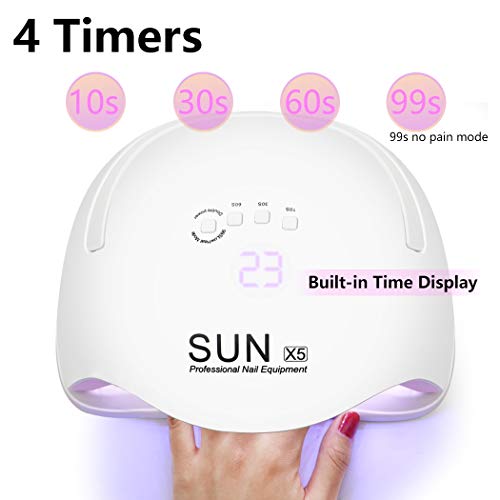 Gel UV LED Nail Lamp, 168W LED Nail Light for Gel Polish Nail Dryers with 4 Timers Professional Portable Gel Nail Polish Curing Lamps, Automatic Sensor UV Nail Light for Home and Salon