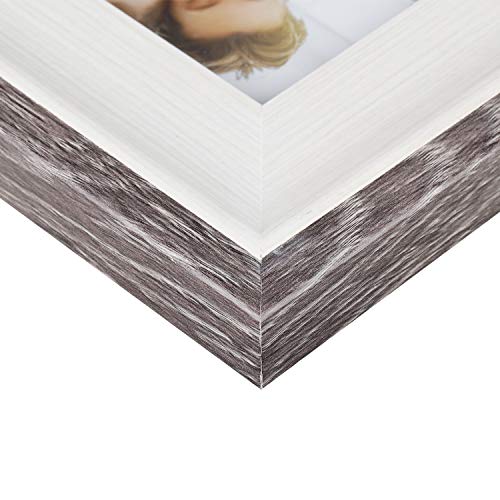 Wood Photo Frames, SasaAccueil Vintage Wooden Rustic Picture Frame Set with High Definition Glass for Wall Mount Table Top Display Unique Durable 3 Pack (Gray Border, 4x6\'\')