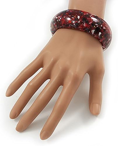 Avalaya Red Resin with Mosaic Effect Bangle Bracelet - Medium - 17cm L, burgundy - Image 3