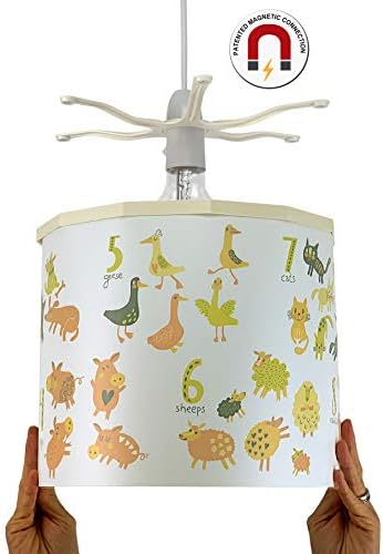 Ereki Learning Lampshades + EREKI Magnetic Set for Instant Room Decorating and Touchless Bulb Changing (123 Farm)