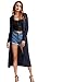 Verdusa Women's Long Sleeve Open Front Long Maxi Cardigan Longline Duster Coat Dark Blue L