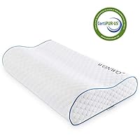 [Updated Version] Wonwo Memory Foam Pillow, Orthopedic Sleeping Pillow Contour Cervical Bed Pillow for Neck Pain, Back Stomach Side Sleepers with Washable Pillowcase