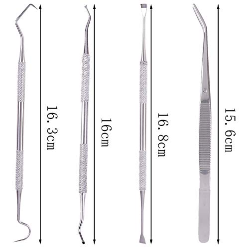 Xgood 4 Pieces Dog Tooth Scaler Tools Set Pet Dental Tooth Scaler and Scraper Stainless Double Headed Pet Teeth Cleaning Tools Tartar Remover Sets with Black Bags for Pet Dogs Cats (A)