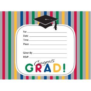 Creative Converting 8 Count Graduation Stripes Invitation Cards