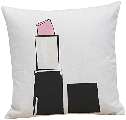 Years Calm Stylish Simplicity Lipstick And Perfume Bottle Pattern Cotton Linen Square Throw Pillow Case Cushion Cover (A5)