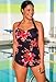 Aquabelle Women's Chlorine Resistant Poppies Sarong Front Swimsuit