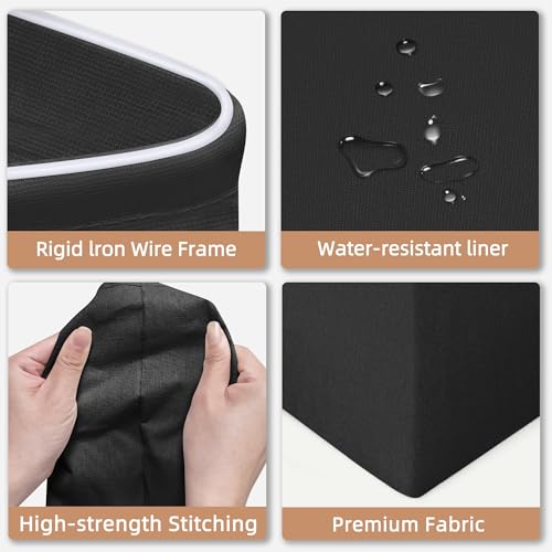 STORAGE MANIAC 2-Pack Large Laundry Hamper, 100L (26.4 Gal) Collapsible Laundry Basket with Bamboo Handles, Freestanding Waterproof Clothes Hamper for Laundry Room, Bedroom, Dorm, Towels, Black