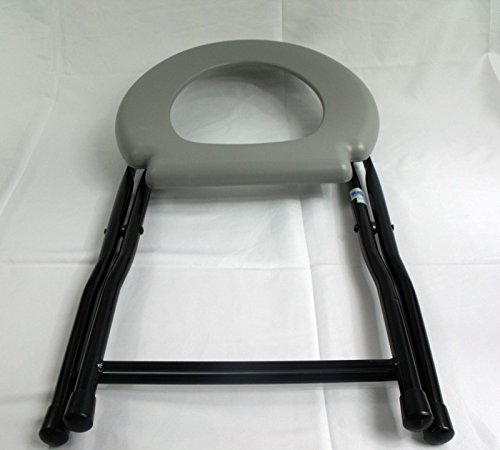 Folding Commode Chair Steel Portable Camping Toilet Seat, 250 Pounds Capacity by KX Medical