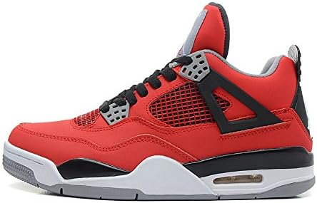 Air 4 Retro Men And Women Leather Basketball Sneakers Lightweight Breathable Trainer Shoes Fire Red/Black US12
