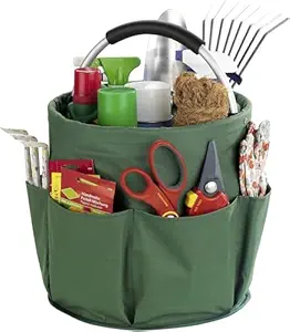 Snivy 17L Garden Bag for Garden Tools, Foldable Garden Tool Bag, 600D Oxford Fabric Garden Tool Bag, Garden Basket with 1 Main Compartment & 6 Outer Pockets, Storage Basket for Garden Tools