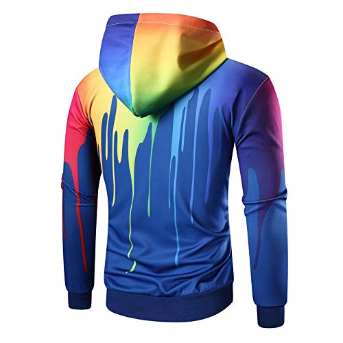 Men's Long Sleeve Digital Print Hoodie Hooded Sweatshirt Tops Coat Outwear