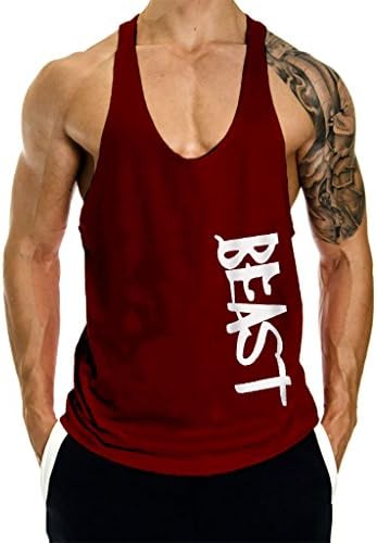Men's Gym Cotton Tank Tops Beast Muscle Stringer Vest