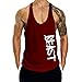 InleaderAesthetics Men's Tank Tops Sleeveless Shirts Y-Back Gym Workout Stringer Tank Tops Bodybuilding Fitness T-Shirts - Wine Red-M
