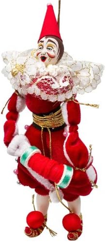 Collectible Porcelain Doll 'Jester' Clown Red
