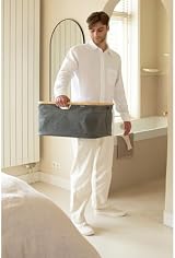 Brabantia 40L Foldable Laundry Basket Pepper Black Water Resistant Bamboo Rim view 10
