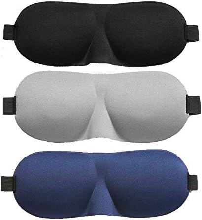VeniCare 3D Sleep Mask (New Design by with 3 Pack) Eye Mask for Sleeping - Contoured Eyemask Silk - Blindfold Airplane - Best Night Blinder Eyeshade for Men Women Kids (Black, Gray, Navy)