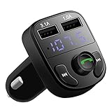 DuaFire FM Transmitter, Wireless Bluetooth Car Transmitter Stereo Radio Adapter Kit Hands Free Car Charger with Dual USB Ports for iPhone iPad Android Tablet