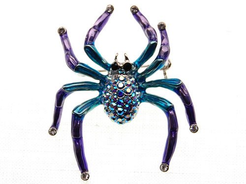 Alilang Large Jet Black Crystal Rhinestone Widow Spider Insect Bug Fashionable Pin Brooch