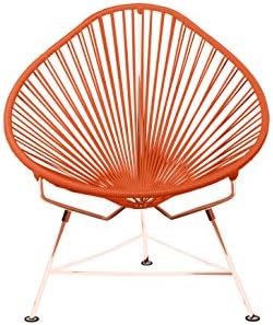 Innit Designs i01-04-10 Acapulco Chair Orange Copper, Gold Weave On White Frame