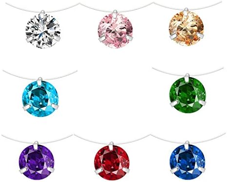 CARSINEL 12PCS Invisible Multicolor Crystal Fishing Line Choker Brilliant Cubic Zirconia Pendant Necklace Set for Women Girls (multicolor mixed pack in)