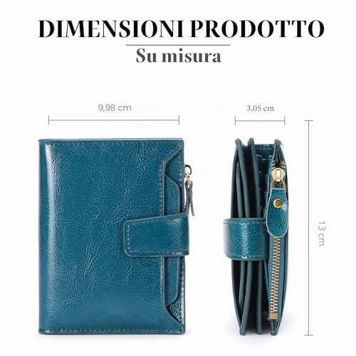 SENDEFN Women's Genuine Leather Wallet Small Cute Coin Purse with Zip 14 Cards Women's Leather Wallet with Many Compartments