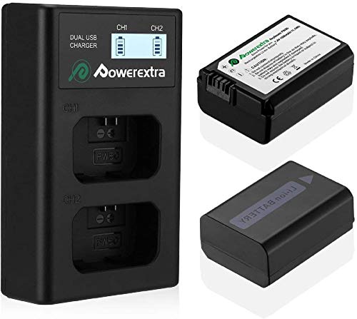 Powerextra Caricatore con 2 x Batteria di Ricambio 1500mAh Doppio Caricatore e Batteria Caricatore LCD Doppio per Alpha…