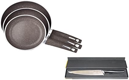 PriorityChef 3 Piece Nonstick Frying Pan Set &amp; 8 Inch Chef Knife Gift Set Bundle
