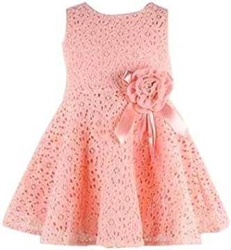 TiTCool Kids Girls Dress Sleeveless Carving Flower Ruffle Dress Size 0-7 Years