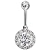 Calors Vitton Silver Plated Round Cubic Zirconia Navel Piercing Belly Rings