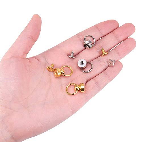 Button Studs Rivets O-Ring Head Button Stud Screwback with Screw for DIY Art Leather Craft Belt Purse Handbag (25Pcs/Gold)