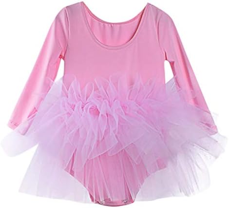 Jchen(TM) Little Kids Baby Girls Dress Gymnastics Dance Tutu Tulle Ballet Training Bodysuit Dancewear Dress for 2-6 Y