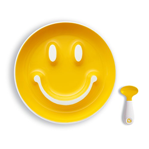Munchkin Smile ‘n Scoop Suction Training Plate and Spoon Set, Yellow