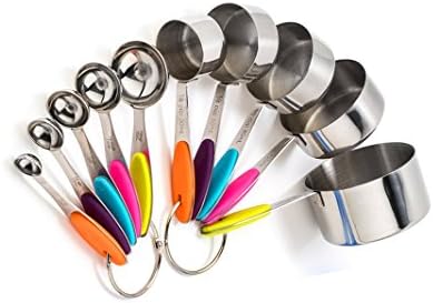 Artmice-Measuring Cups And Spoons,10 Piece Stainless Steel Measuring Cups And Spoons Set(Multicolor)