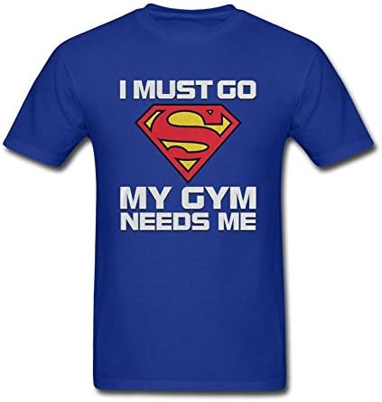 QITO Mens Superman My Gym Needs Me 100% Soft Cotton Tshirts Royal Blue XXL