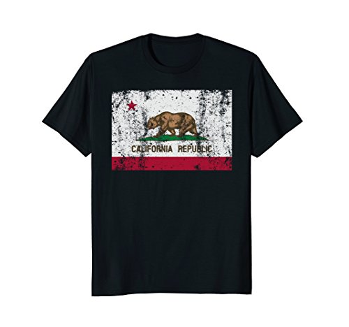 Mens California T Shirt California Flag California Republic Gift Large Black