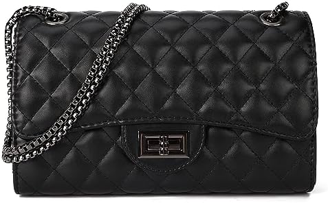 DAILANDO Leather Quilted Shoulder Bag For Women Small Designer 