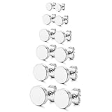 Silver Black 3~10mm Stainless Steel Stud Earring Plugs Tunnel Illusion Round