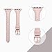 Secbolt Leather Bands Compatible with Apple Watch Band 38mm 40mm 41mm Iwatch SE Series 8 7 6 5 4 3 2 1 Slim Replacement Wristband Strap Stainless Steel Buckle, Pink with Rose Gold Buckle