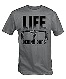 6TN Mens Life Behind Bars Funny Cycling T Shirt (Medium, Grey)