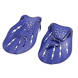 Pair Adjustable Tubing Strap Blue Swimming Swim Hand Paddles