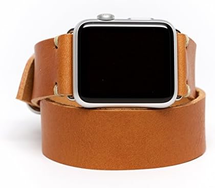 Apple Watch Band Double Wrap Leather Strap by E3 Supply Co. - Camel