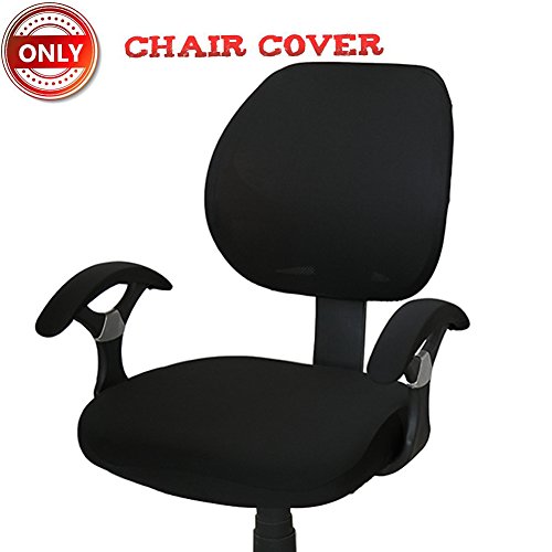 A.B Crew Computer Office Chair Cover Pure Color Universal Chair Cover Stretch Rotating Chair Cover (Black With Chair Arm Cover)