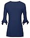 Simier Fariry Women's 3/4 Sleeve Shirts V Neck Slim Fit Knit Pleated Tunic Tops
