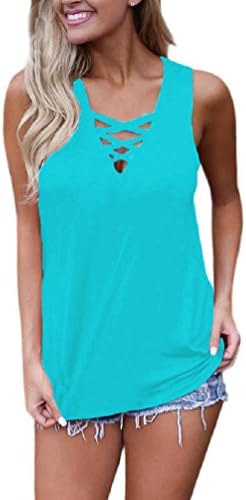 FeiersiWomen's Sleeveless Criss Cross Casual Tank Tops Basic Blouse
