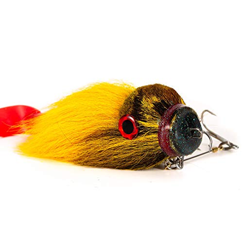 Nrpfell 1 Pièces Séries Big Bait Leurre De Pêche Rat De Résine De Souris Leurre Brochet Eau Fraiche Eau Salée Leurres De Pêche à La Mouche Avec Crochets Doubles,jaune
