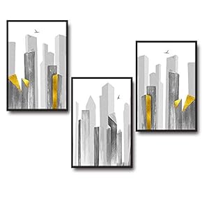 3 Piece Framed Canvas Wall Art for Living Room, Bedroom Buildings Theme Canvas Prints for Home Decoration Ready to Hang - 16"x24"x3 Panels