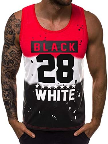 OrchidAmor Men Letter Printed Sports Vest Striped Splice Large Open-Forked Male Vest 2019 Summer