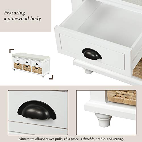 Knowlife Storage Bench Entryway Bench No Assembly Required Shoe Bench with Removable Cushion, 3