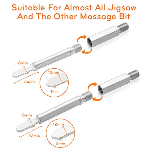 Jigsaw Massage Tip, VEEAPE Massage Gun Tips Theragun Accessories, 5 Tissues Percussion Massager Tips with Extra Fortified T Bit Reciprotools Universal Adapter Muscle Relaxation Trigger Massager Heads