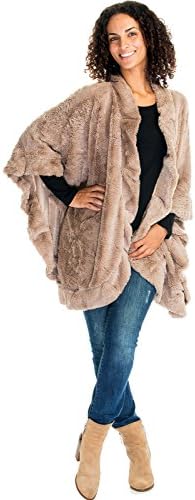 Women's Winter Faux Fur Luxury Cape Poncho Ladies Wrap Shawl